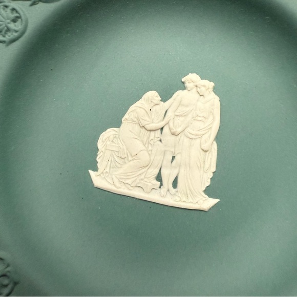 Vintage Wedgwood England Teal Spruce Green Jasperware Patrician Trinket Dish - Picture 3 of 7